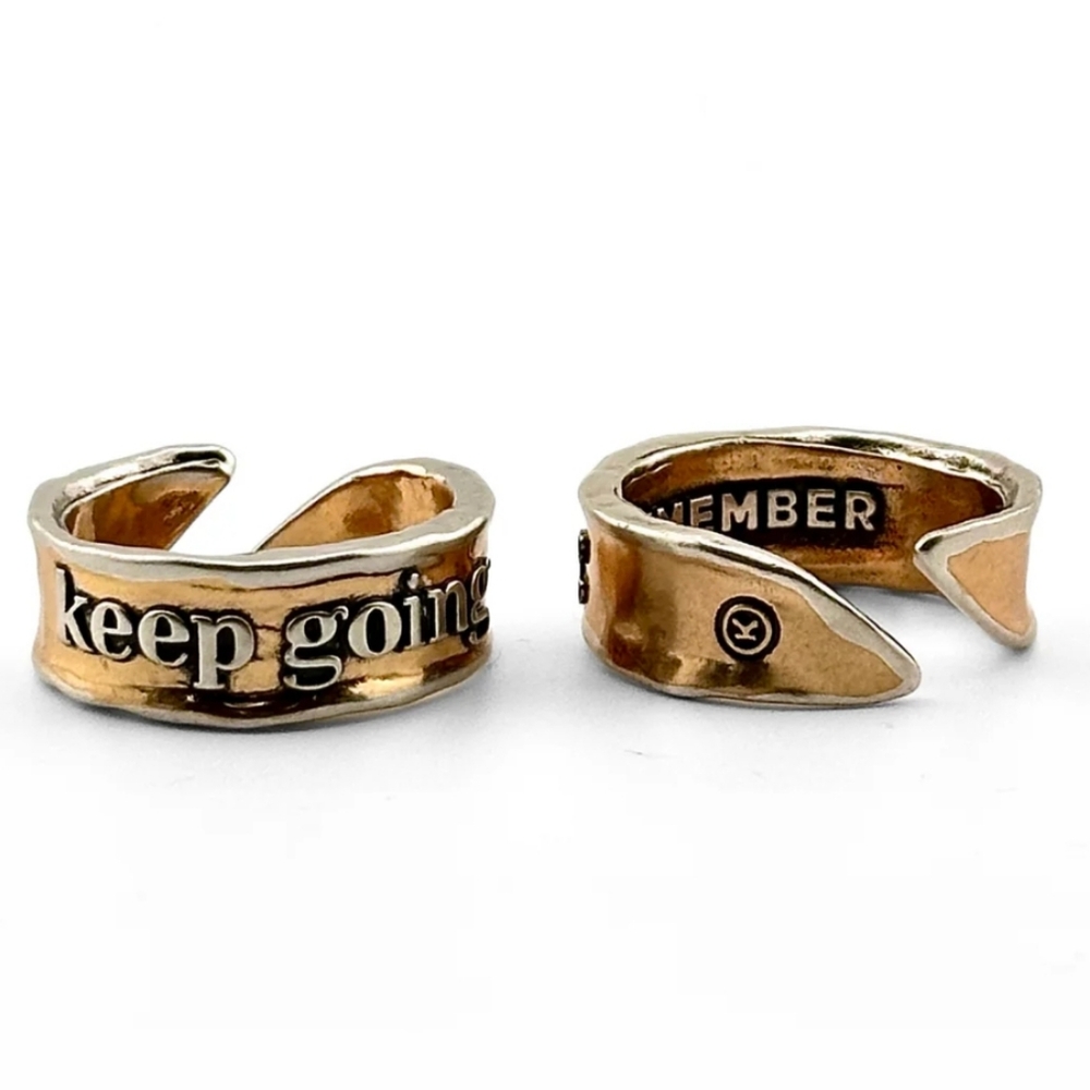 Inspirational Antique Gold and Silver Adjustable Ring (8-11) - Picture 6 of 8